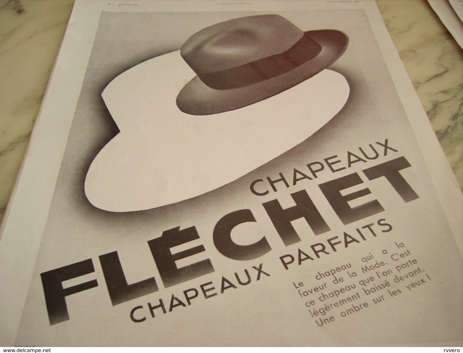 ANCIENNE PUBLICITE PARFAIT  CHAPEAU FLECHET 1932 - Other & Unclassified