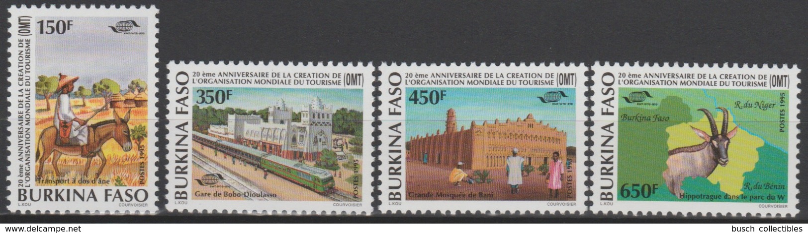 Burkina Faso 1995 Mi. 1326 - 1329 OMT Organisation Mondiale Tourisme WTO Faune Fauna Railways Trains - Burkina Faso (1984-...)