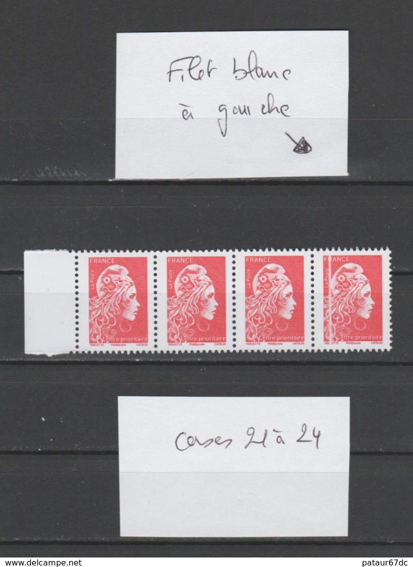 FRANCE / 2018 / Y&T N° 5253 ** : Marianne D'YZ (feuille G.) TVP LP - Variété "filet Blanc" à Gauche X 1 Dans Bande 4 TP - Unused Stamps