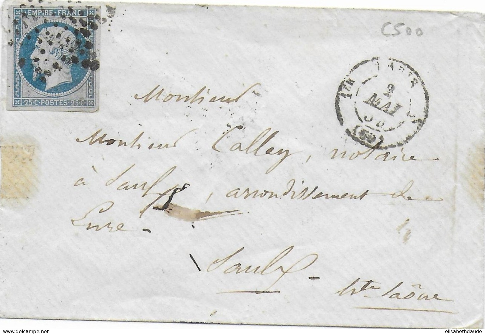 1854  - YT 15 - 25c EMPIRE LUXE RARE SUR ENVELOPPE De PARIS => SAULX - 1853-1860 Napoleon III