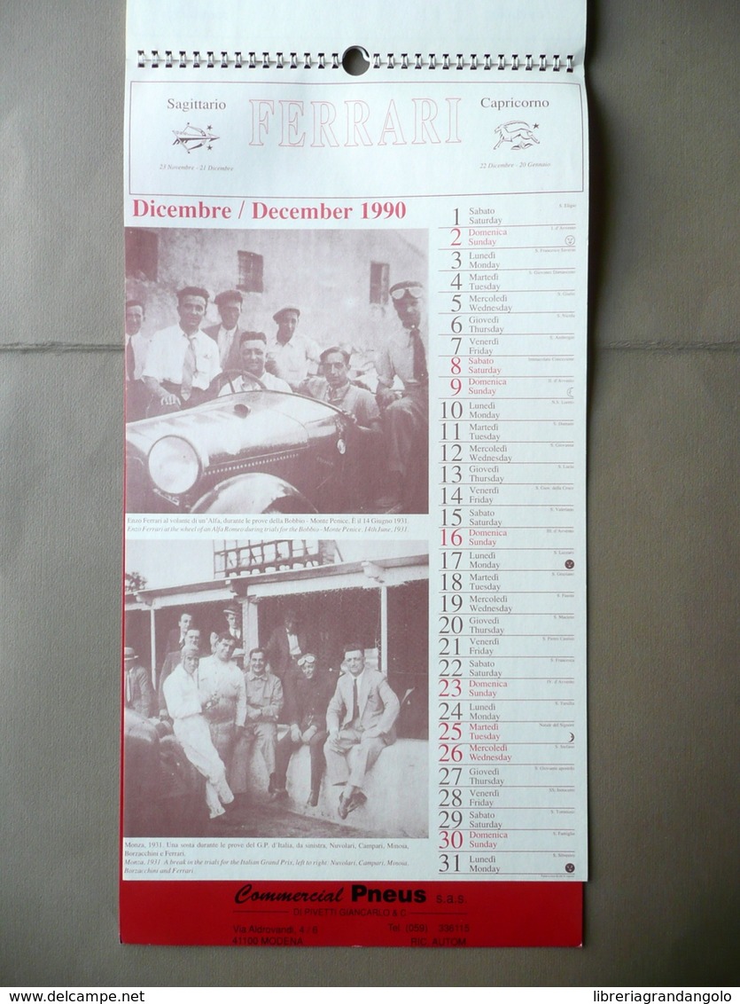 Ferrari Calendario 1990 Illustrato Fotografie Gare Sport Maranello Auto Modena - Otros & Sin Clasificación