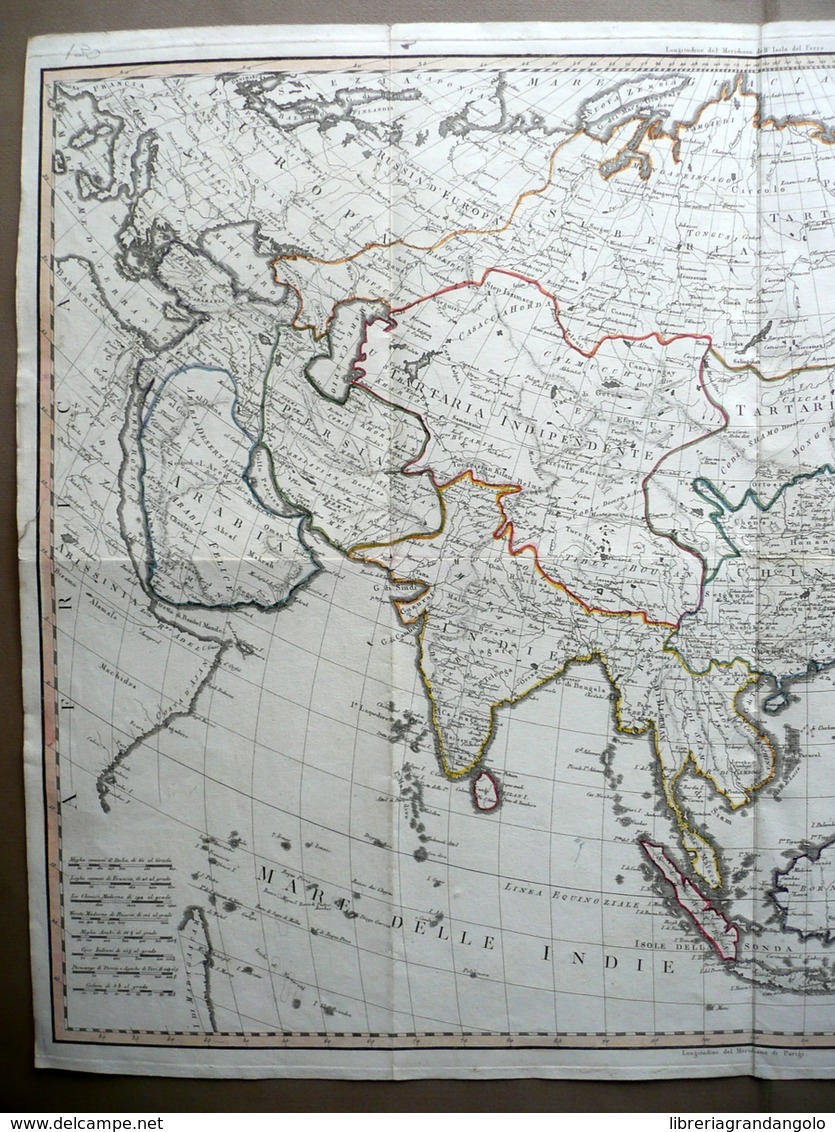 Carta Generale Dell'Asia Per Scuole Del Regno D'Italia Bordiga 1813 Geografia - Altri & Non Classificati