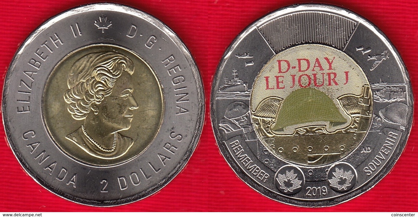 Canada 2 Dollars 2019 "75th Ann. Of D-Day" BiMetallic Coloured UNC - Canada