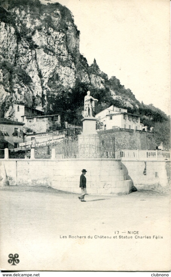 CPA - NICE - LES ROCHERS DU CHATEAU ET STATUE CHARLES FELIX - Bauwerke, Gebäude