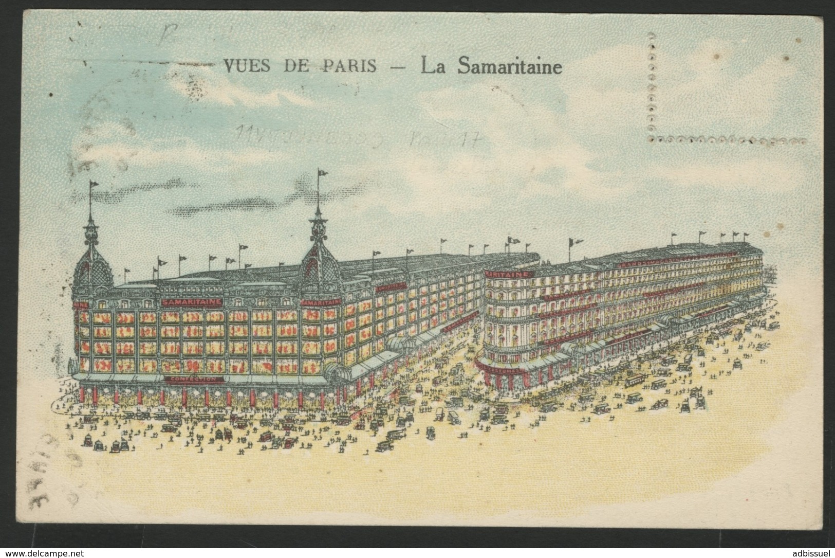 ROULETTE DU N° 192c 30ct Bleu Type II C Semeuse Camée Sur CP De La Samaritaine, Obl. Méc. "PARIS R.P. Départ 15/6/26" - Rollo De Sellos