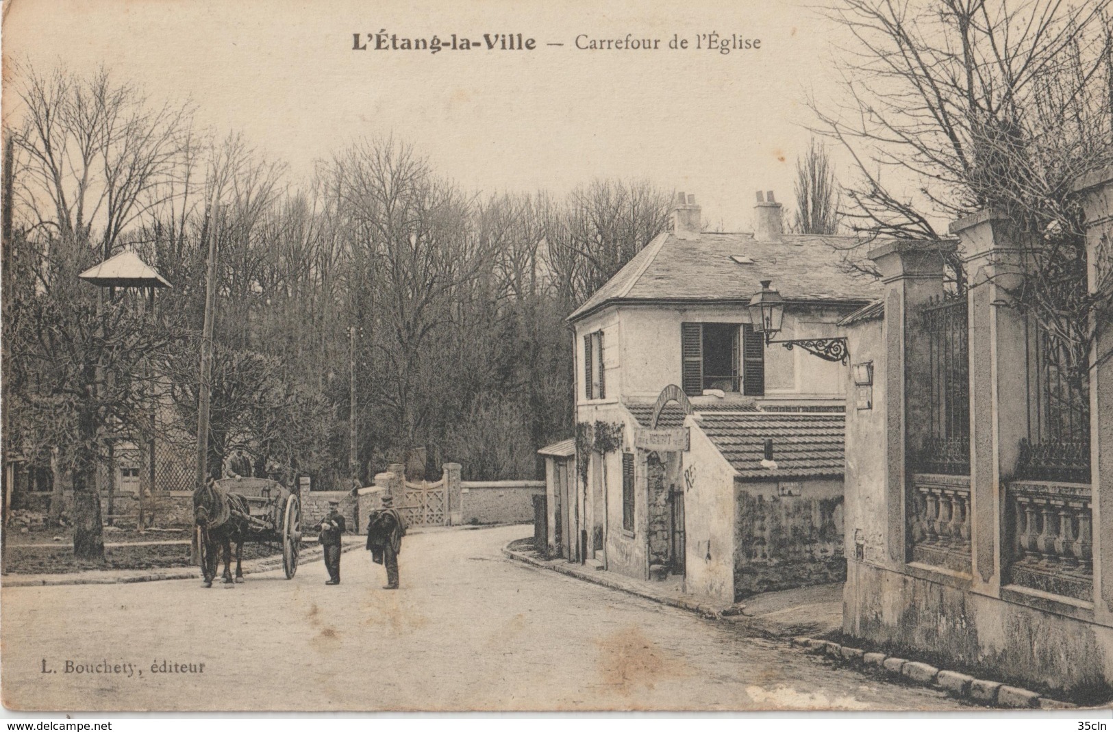 L'ETANG La VILLE - Carrefour De L'Eglise - Attelage Et Personnages. - Autres & Non Classés