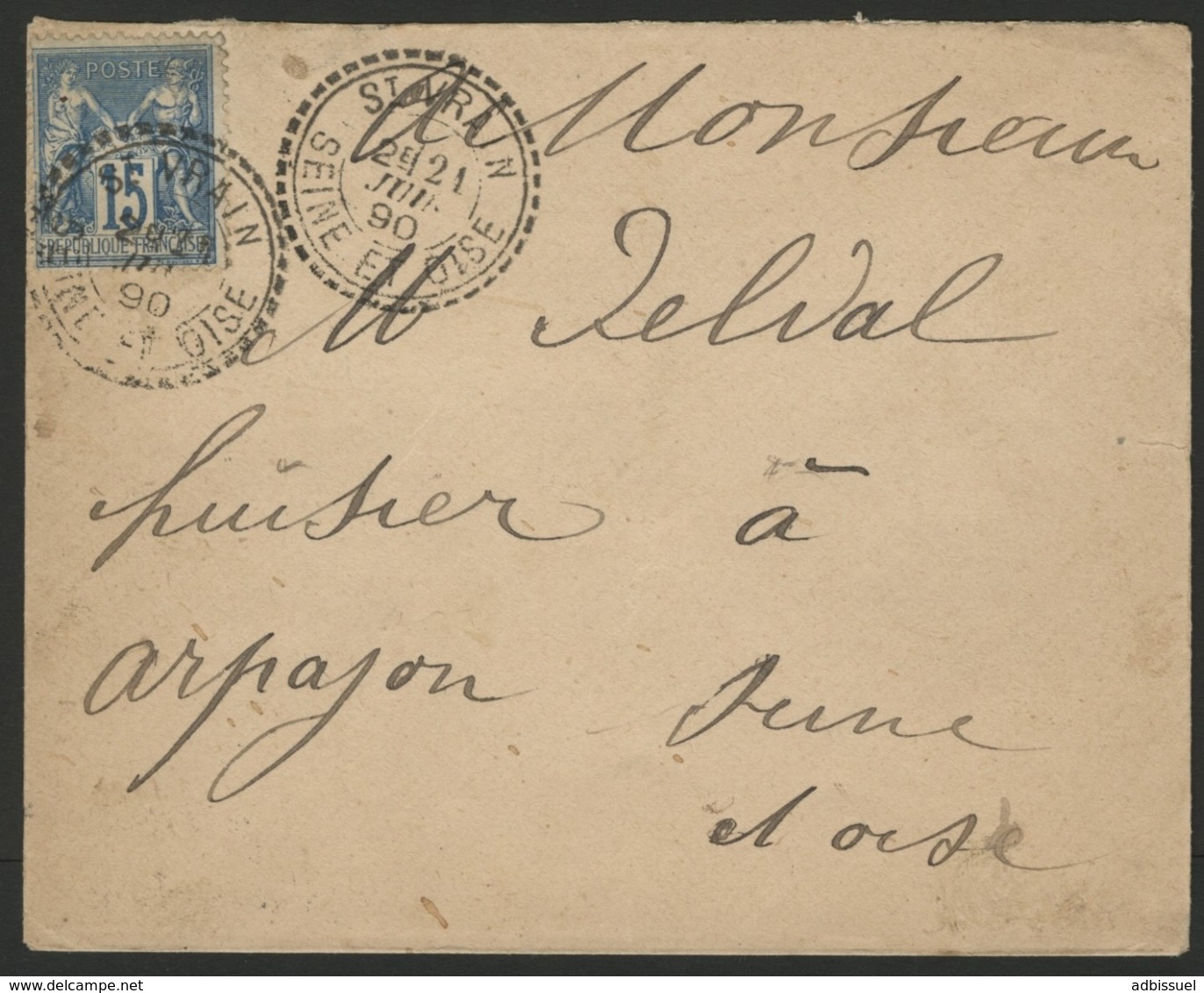 1890 SEINE ET OISE / C-à-d FACTEUR BOITIER "ST VRAIN 21/6/90" - 1877-1920: Periodo Semi Moderno