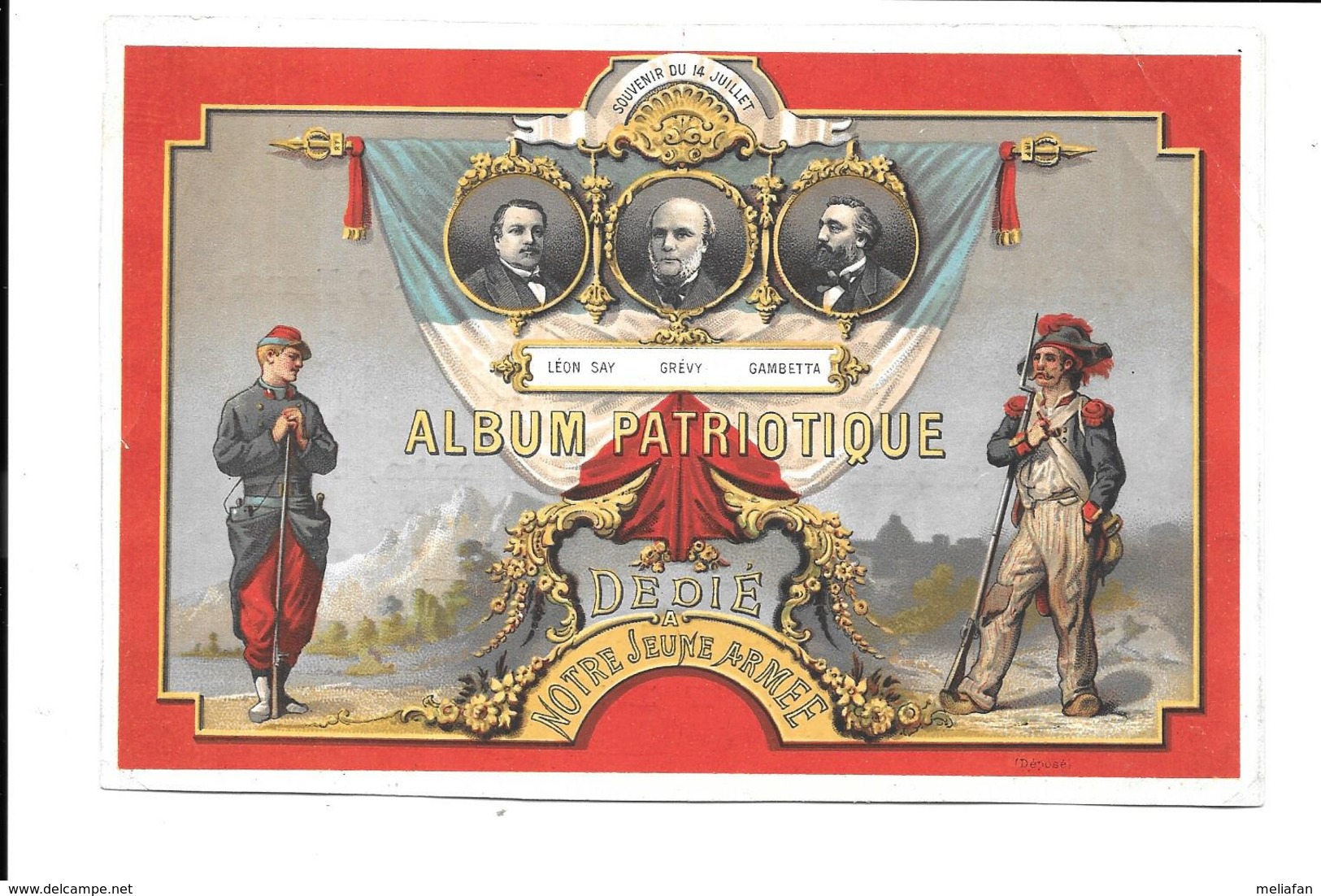 GF1551 - CHROMO 17 X 11.5 CM - SPIRA PARIS - ALBUM PATRIOTIQUE DEDIE A NOTRE JEUNE ARMEE - LEON SAY - GREVY - GAMBETTA - - Autres & Non Classés