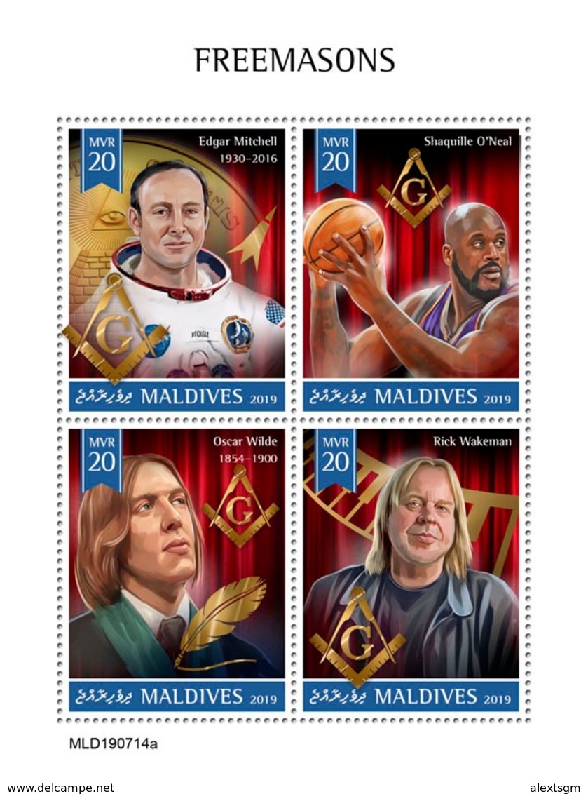 MALDIVES 2019 - Oscar Wilde, Freemasons. Official Issue - Writers