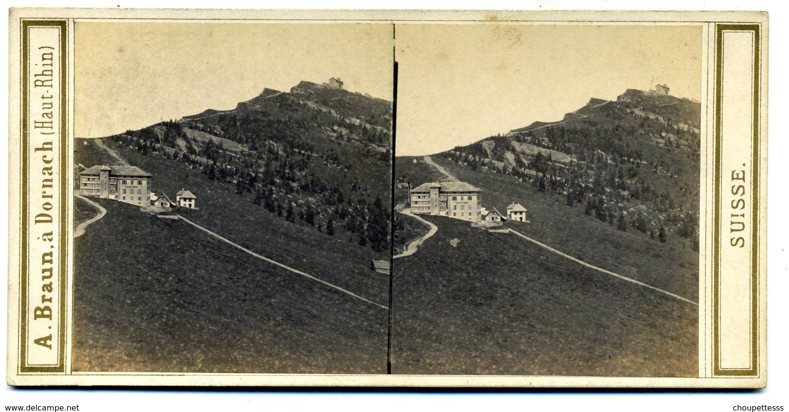 Photos Stéréoscopiques - Suisse - Le Mont Rigi Et  Hotels Rigi Staffel Et Rigi Kulm N° 3058 -  B 46 - Stereoscopio