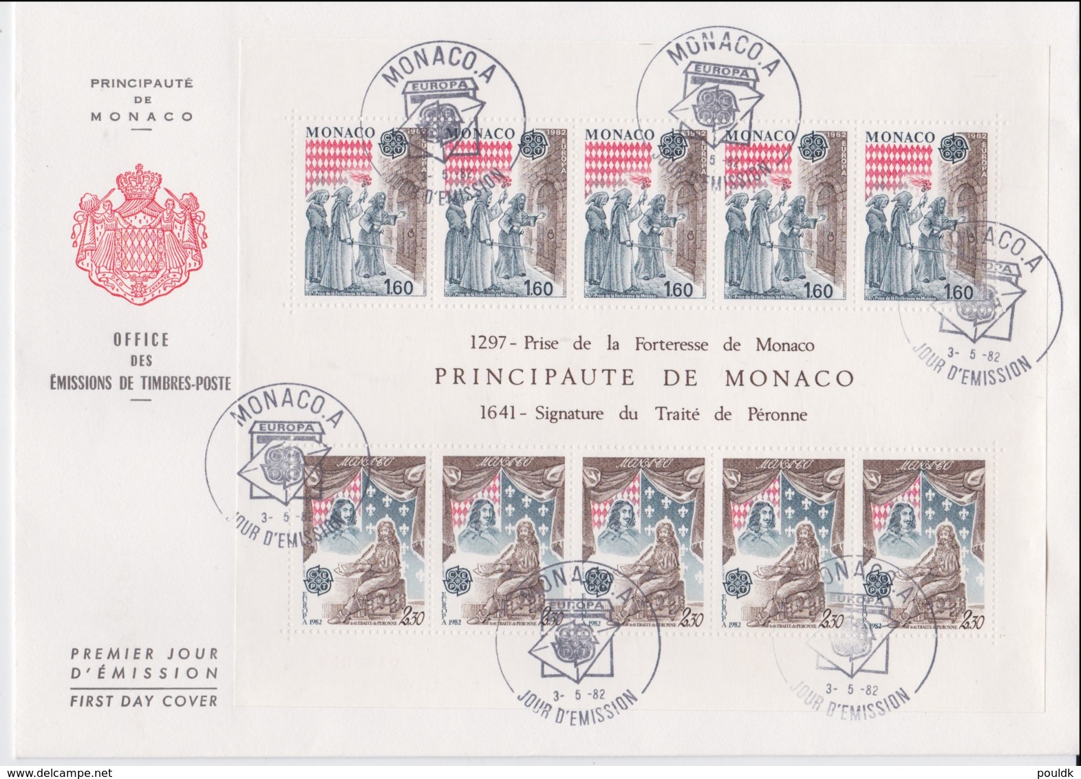 Monaco 1982 FDC Europa CEPT Souvenir Sheet (LAR8-9) - 1982