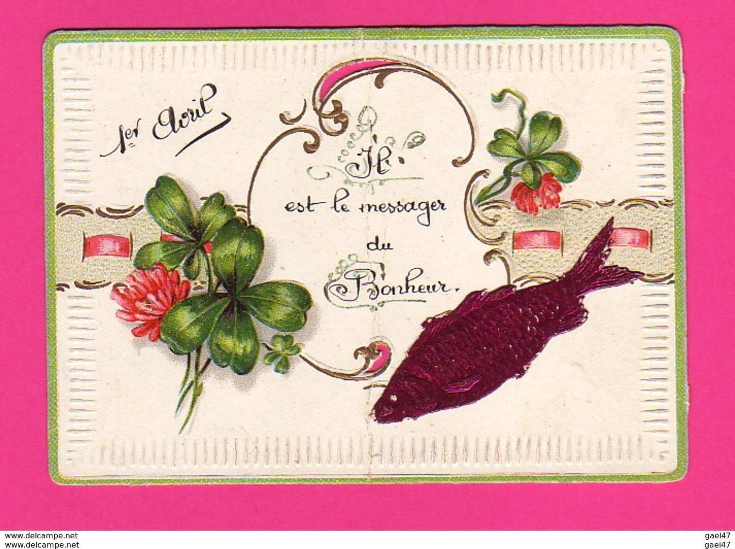 Carte Gaufrée Petit Modèle  (Ref: Z2010) ) 1er AVRIL POISSON D'AVRIL Trèfle à 4 Feuilles - Erster April