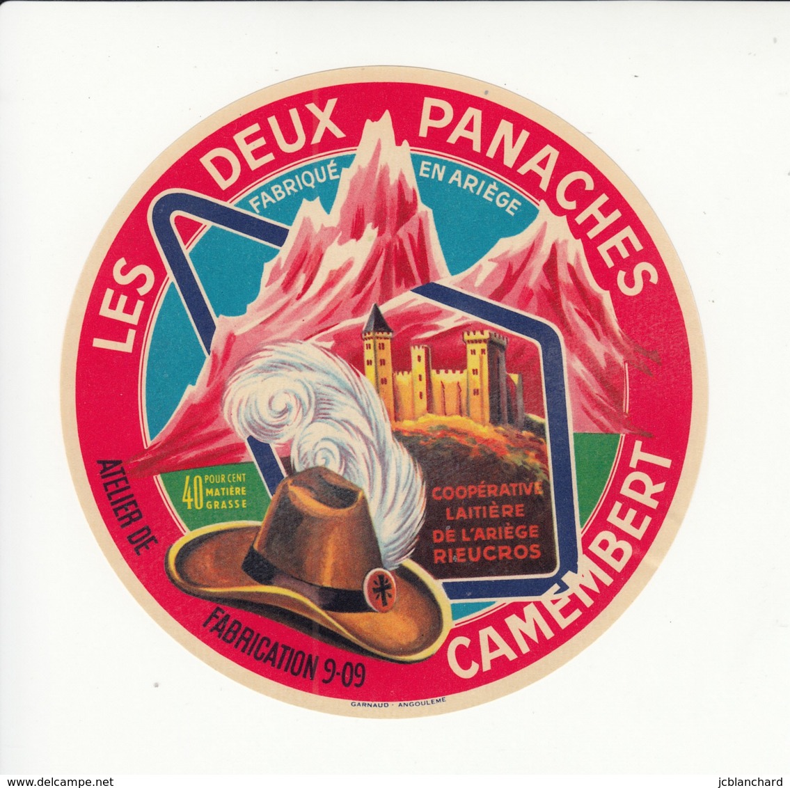 Etiquette De Fromage Camembert - Les Deux Panaches - Ariège. - Cheese