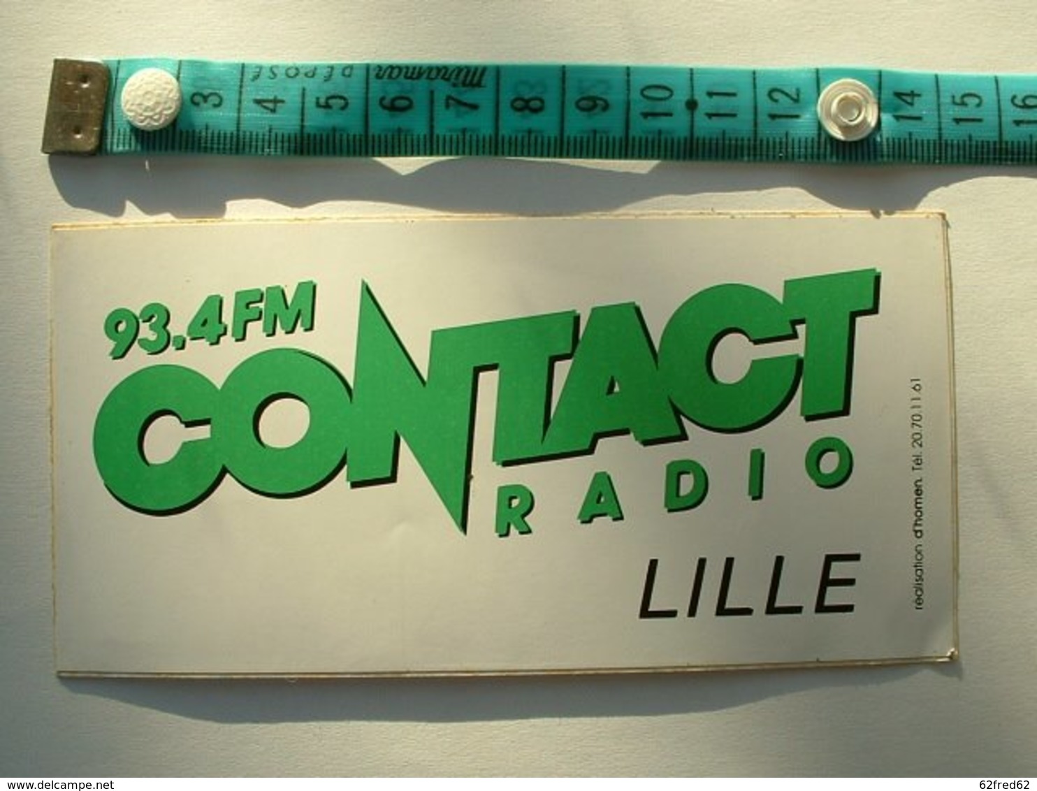 AUTOCOLLANT RADIO CONTACT 93.4 FM LILLE - Adesivi
