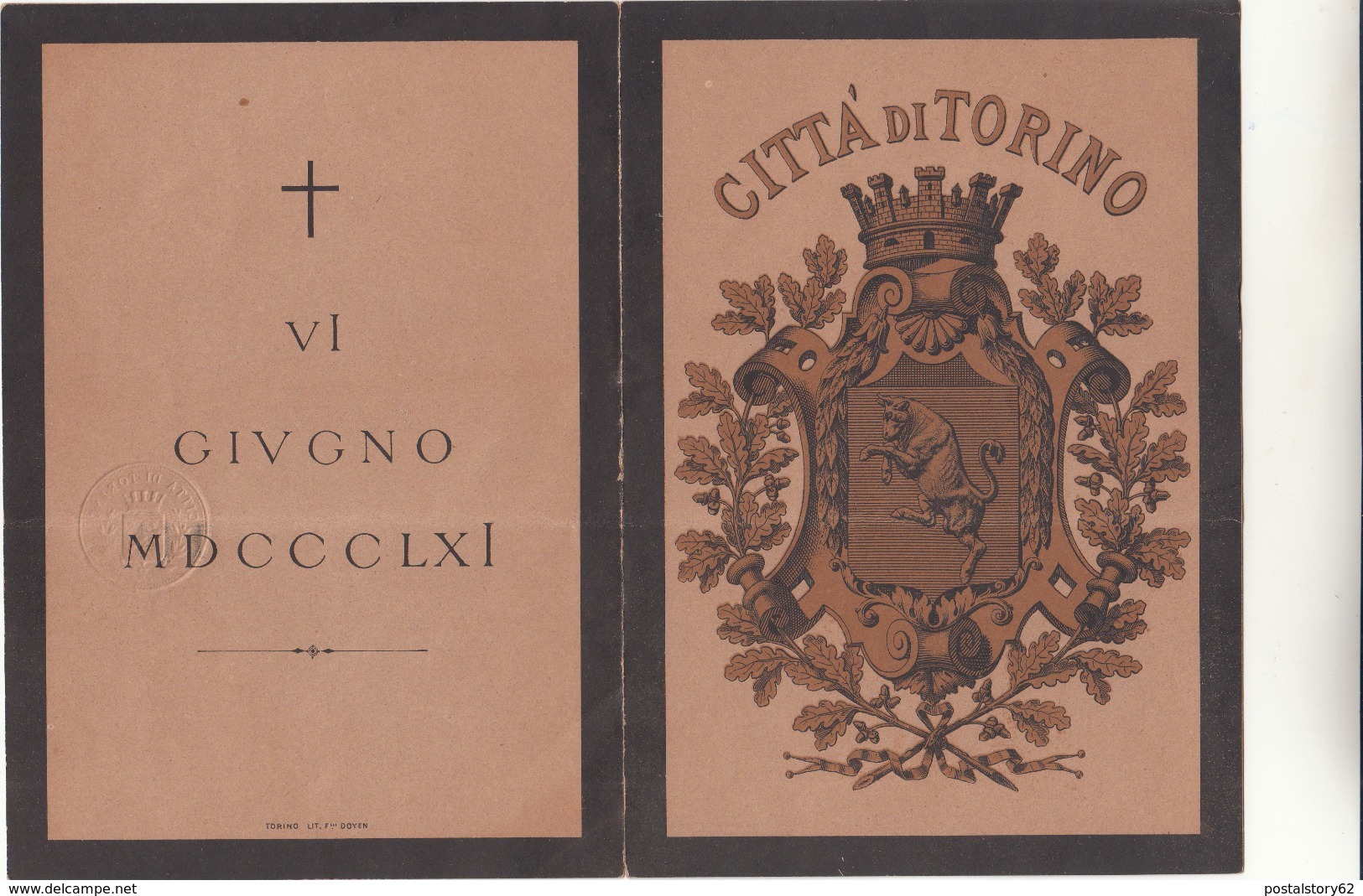 Il Municipio Torino, Biglietto Invito Alla Solenne Commemorazione  Del Conte Di Cavour - Torino Aprile 1886 - - Tickets - Vouchers