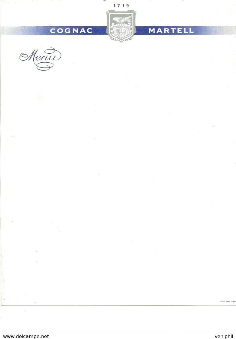 LOT DE 10 MENUS  21 X 27  - RECTO-VERSO - COGNAC MARTELL - Menus