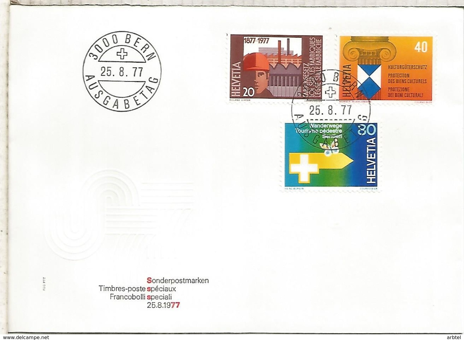 SUIZA FDC 1977 TURISMO ARTE TRABAJO - Otros & Sin Clasificación