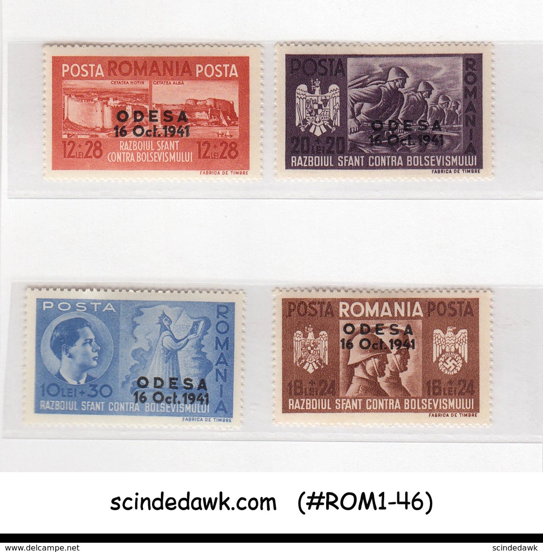 ROMANIA - 1941 SURCHARGED STAMPS SCOTT#B175-B178 5V MINT HINGED - Unused Stamps