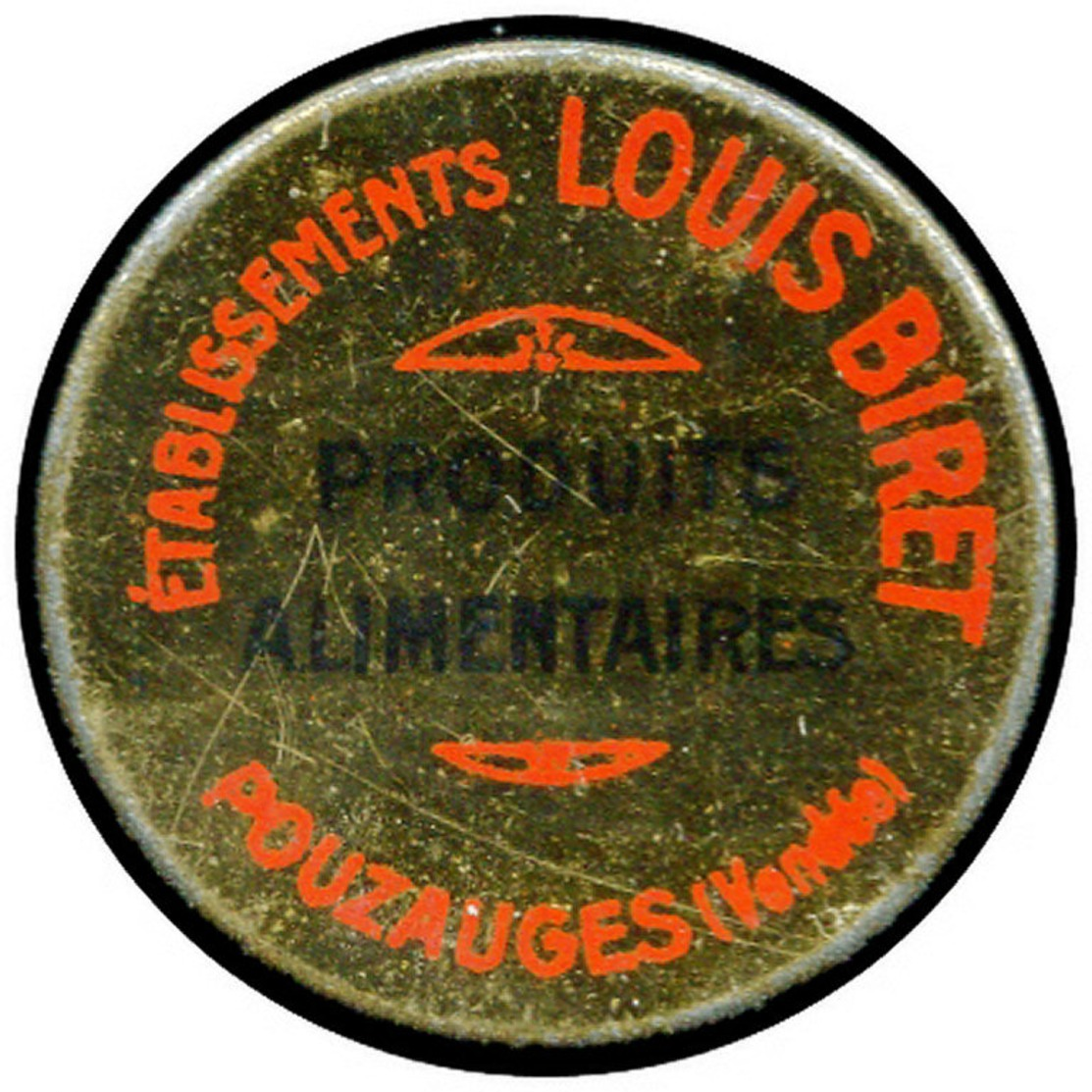 FP FRANCE - Timbres Monnaie - 138, 10c. Rouge Semeuse, Fer Peint, Fond Doré: "Louis Biret - Pouzauges". (RR) - Sonstige & Ohne Zuordnung
