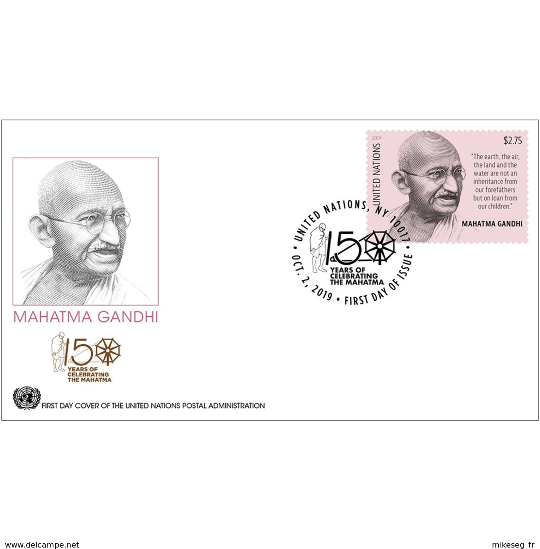 ONU New-York 2019 - Mahatma Gandhi FDC - Mahatma Gandhi