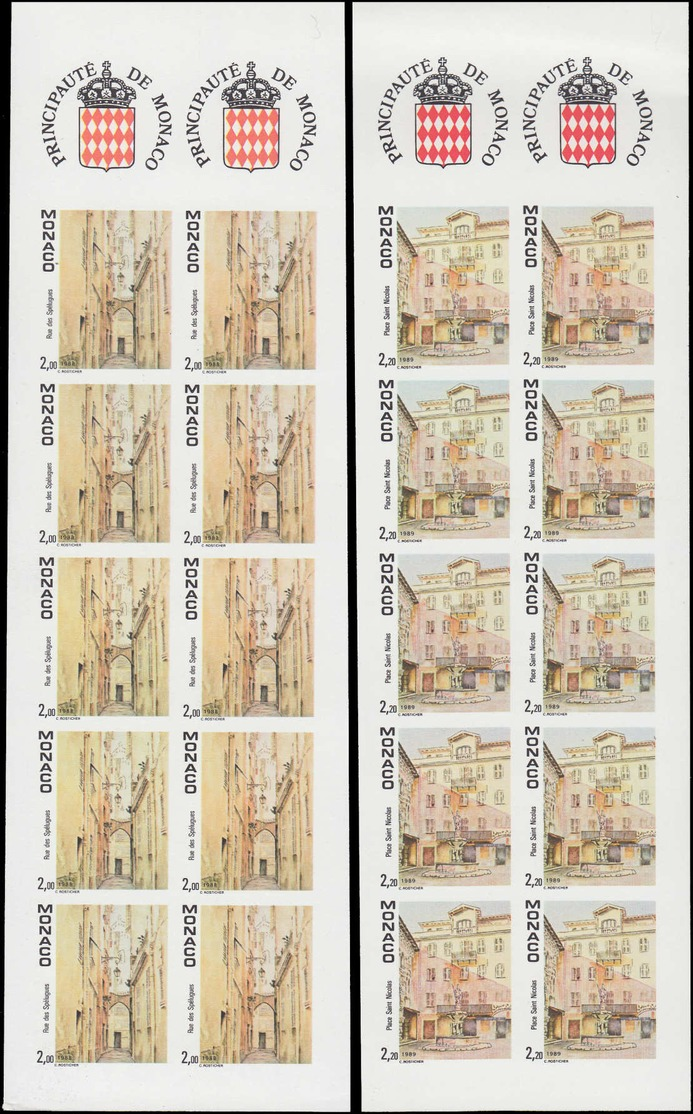 ** MONACO - Poste - 1669/70, 2 Feuilles De Carnets De 10 Non Dentelés: Vieux Monaco - Other & Unclassified