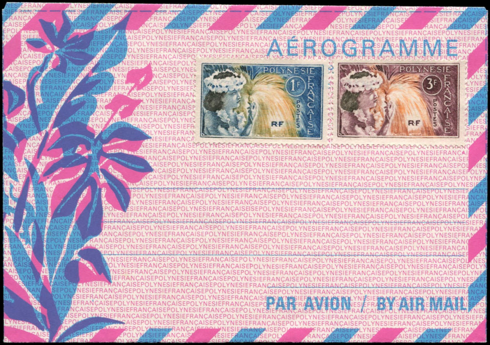 N POLYNESIE - Entiers Postaux - Yvert 2, Aérogramme (+complément 4f): 26f. Bleu/rose 1975 - Autres & Non Classés