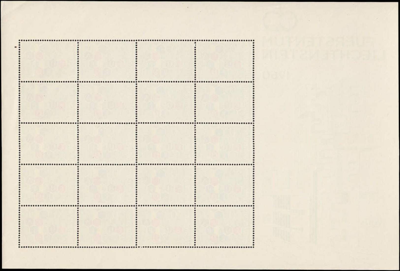 ** LIECHTENSTEIN - Poste - 335, Feuillet Complet De 20, Type I, Avec Illustrations. (Michel 398 I): Europa 1960 - Sonstige & Ohne Zuordnung