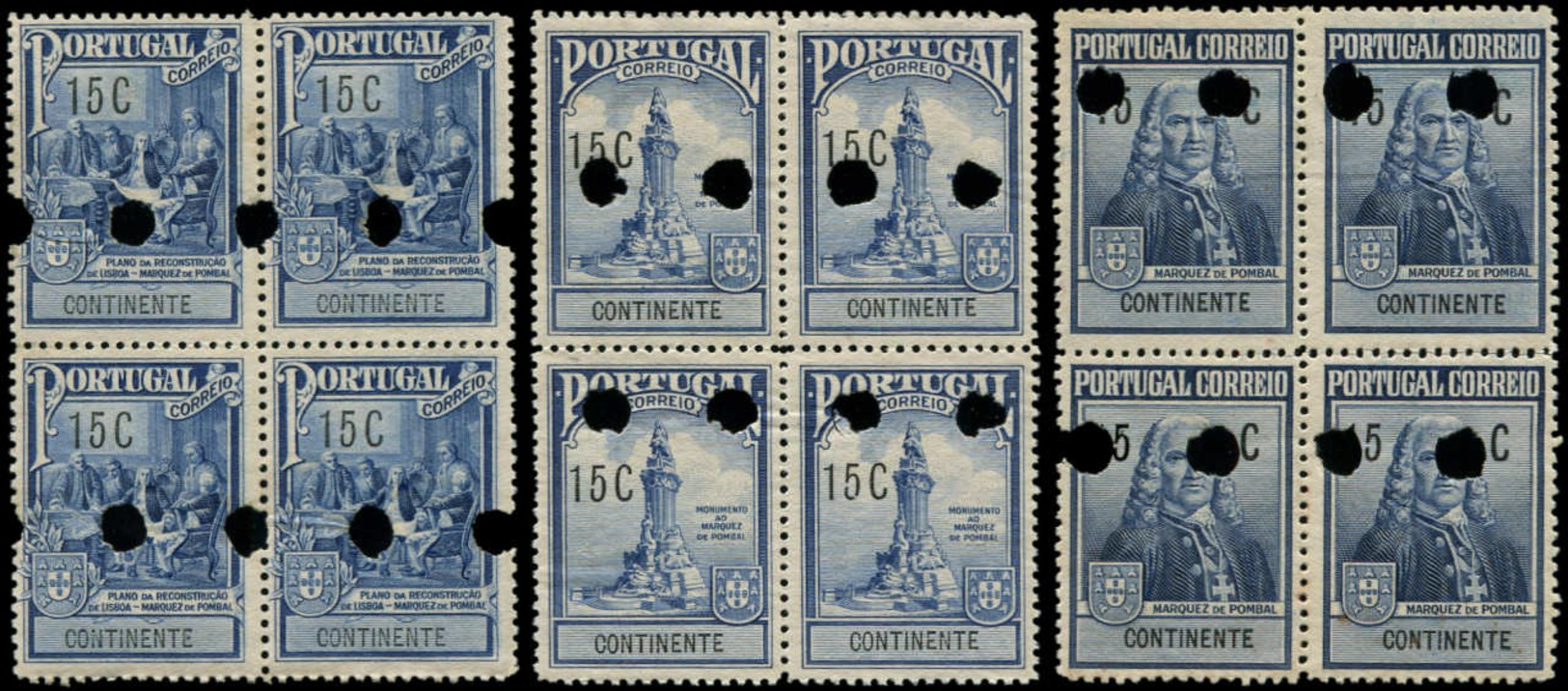 ** PORTUGAL - Poste - 369/71, Blocs De 4 Spécimen Dentelés, (avec Perforation De Contrôle): Pombal - Autres & Non Classés