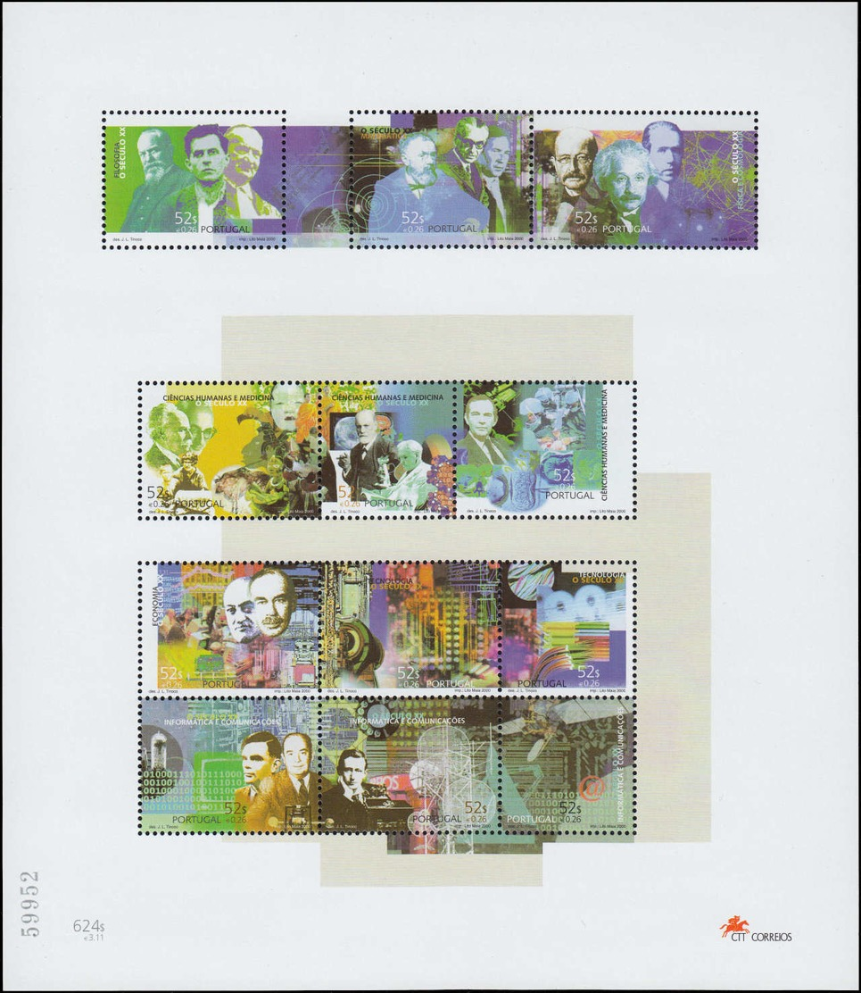 ** PORTUGAL - Poste - 2369/98, 3 Feuilles Dans Pochette Spéciale Avec Feuille De Texte: 20° Siècle, Cosmos (Michel 2395/ - Autres & Non Classés