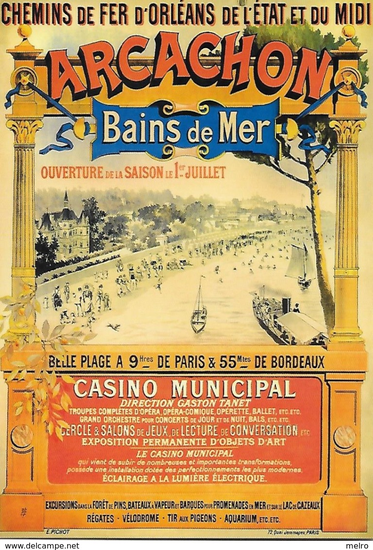 CPM -  Publicité - Chemin De Fer D'ORLÉANS De L'ETAT Et Du MIDI- ARCACHON Bains De MER ( E. PICHOT ) - Werbepostkarten