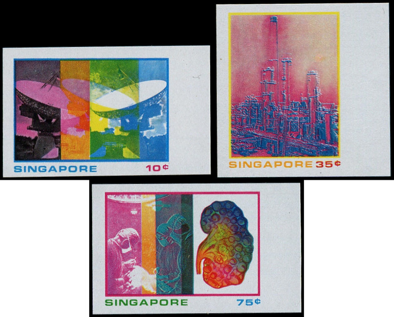 ** SINGAPOUR - Poste - 228/30, Non Dentelés, Bdf (tirage 100): Sciences, Pétrole - Singapur (1959-...)