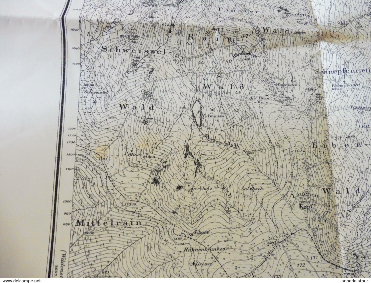 1886 Rare Carte de LAUTENBACH filigrane PAPETERIE BERGES suite annexion ALSACE par l'ALLEMAGNE (Hors-Tout = 64cm x 57cm)