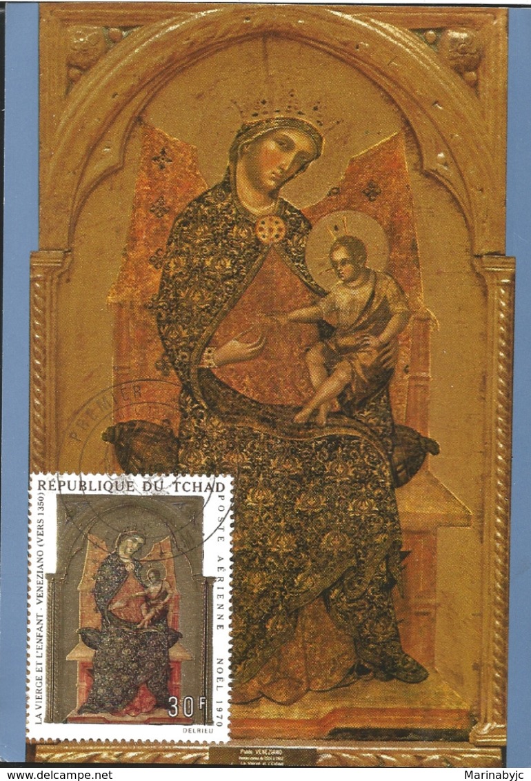 J) 1970 REPUBLIC OF CHAD, THE VIRGIN AND THE CHILD, PAINTING, POSTCARD - Chad (1960-...)