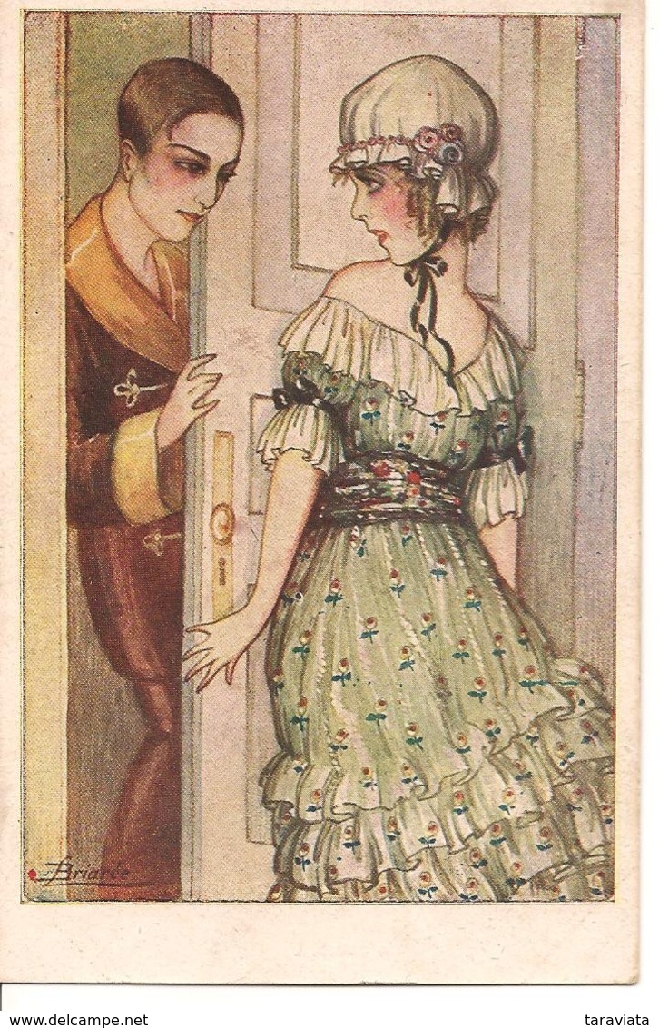 Illustrateur Briarée  FEMMME A LA PORTE D'UN HOMME Idylle Idillio  Carte Italie, Charme - Sonstige & Ohne Zuordnung