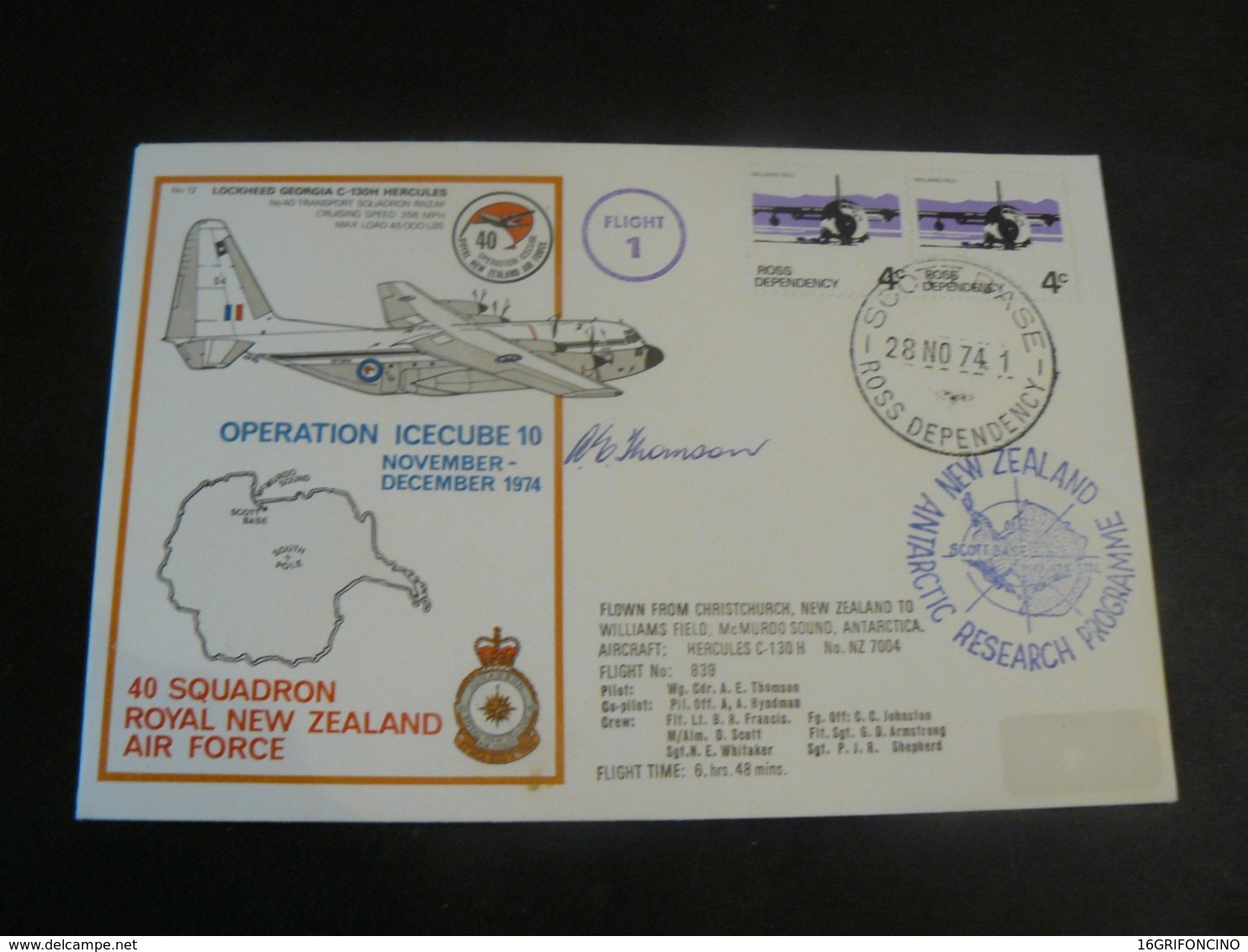 1974 _ OPERATION ICUBE 10 _ 40 ° SQUADRON ROYAL NEW ZEALAND  AIR FORCE. - WANDA STATION / MISSIONE - Corréo Aéreo