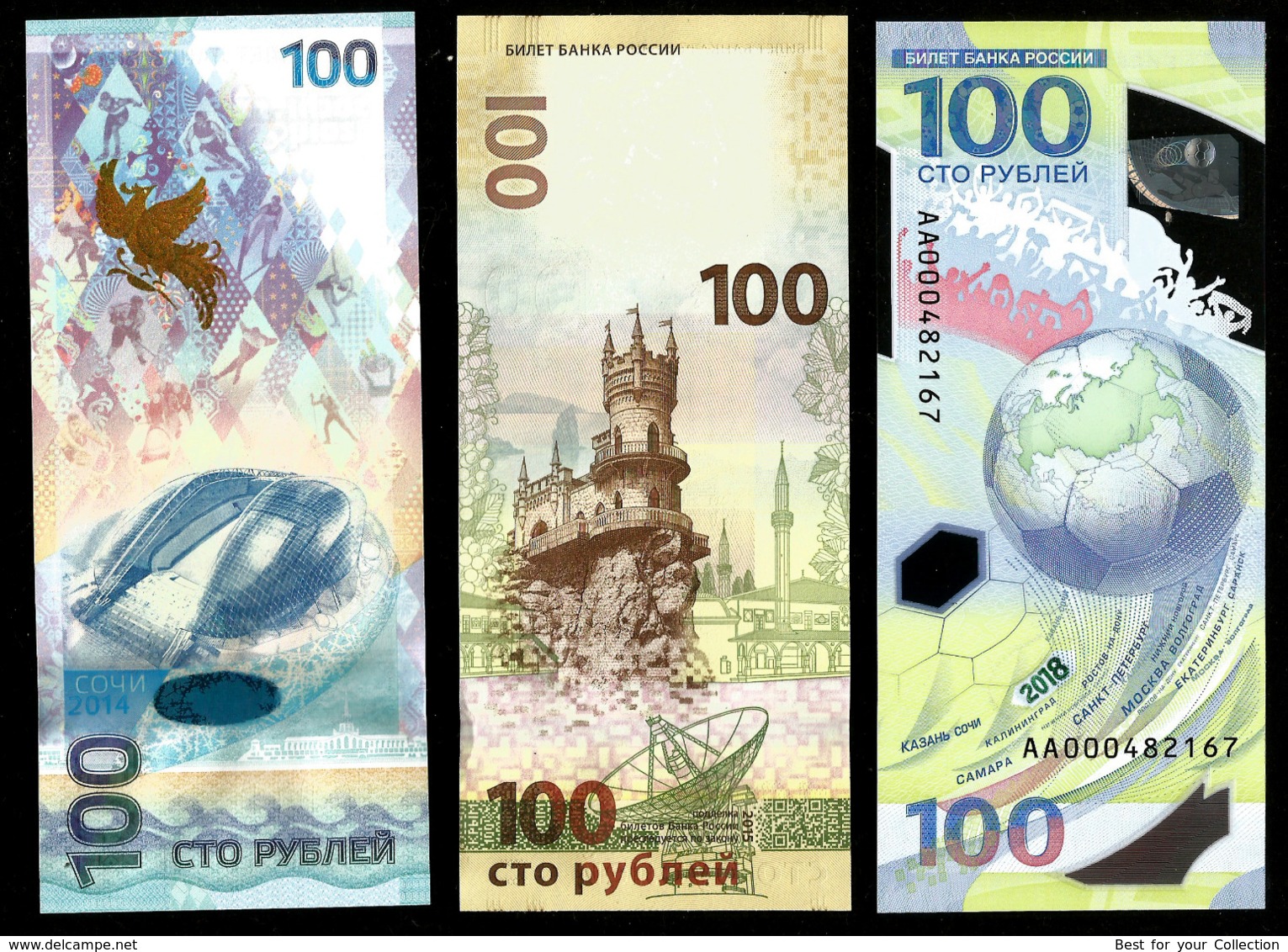 * Russia 100 Rubles ! 2014 Olympic - 2015 Crimea - 2018 FIFA ! Set 3 Bil ! UNC ! - Rusland