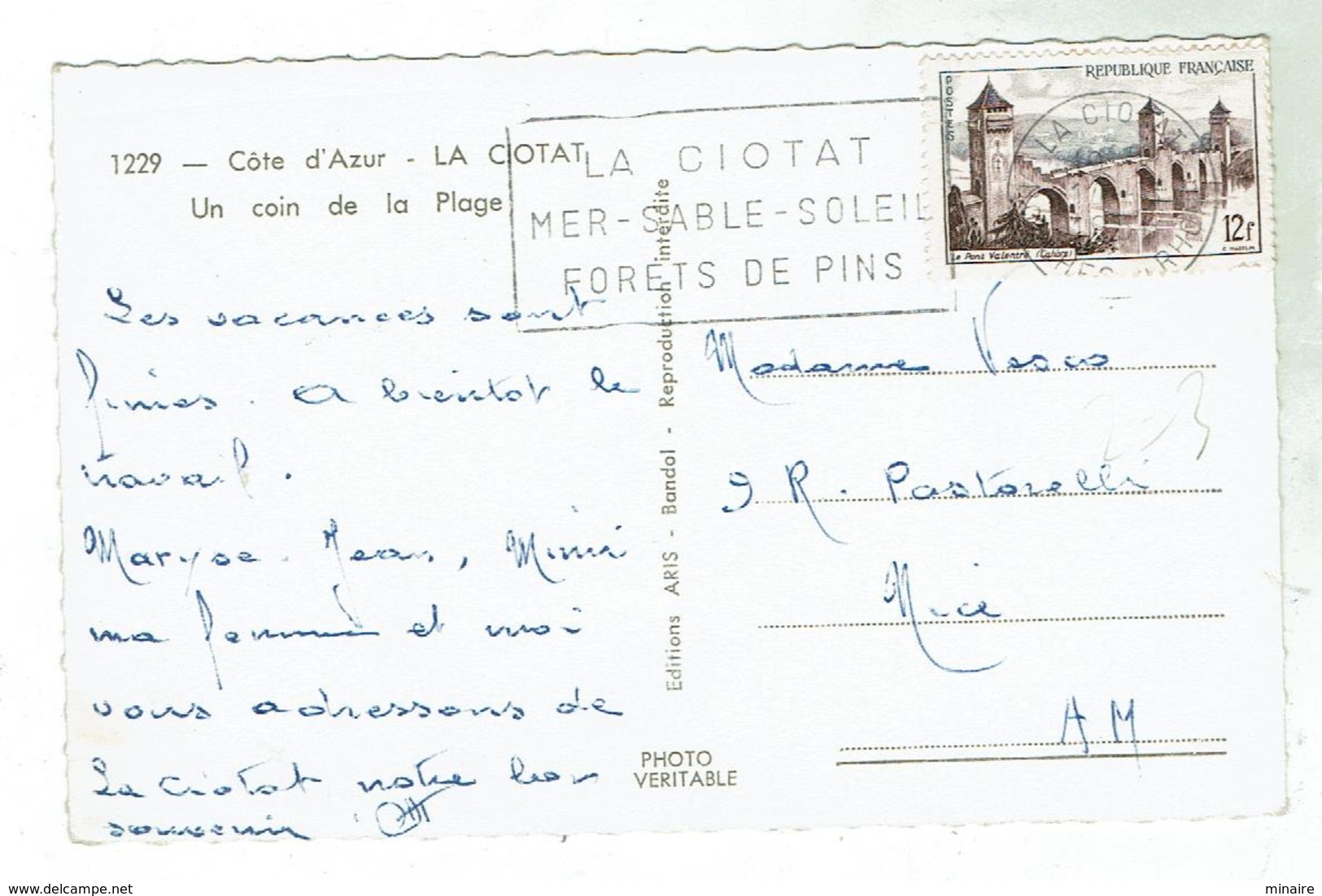 LA CIOTAT - Un Coin De La Plage - Circulée 1957-  Bon état- Format 9x14 - La Ciotat