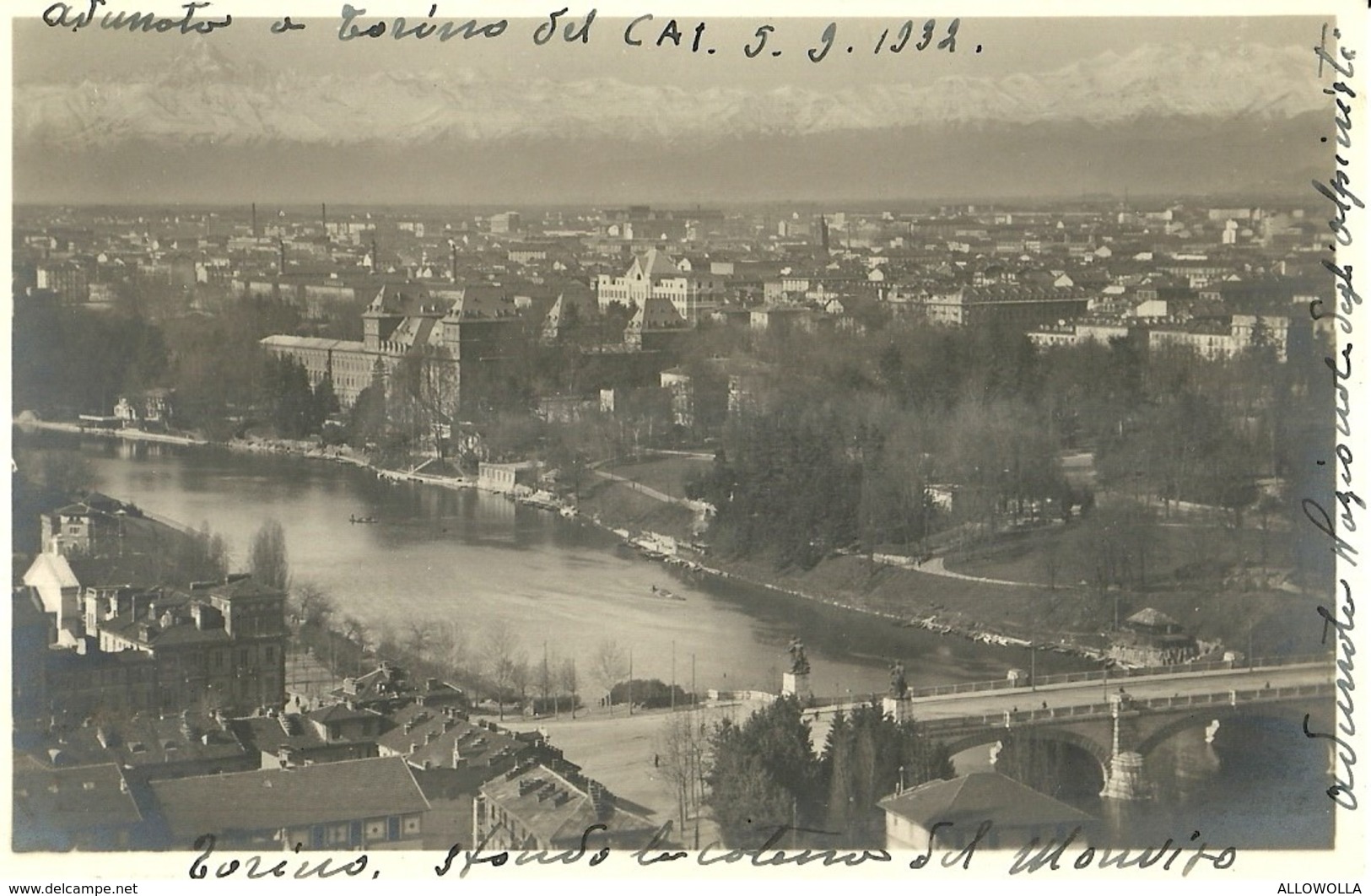 5581 "TORINO-PANORAMA E CATENA DEL MONVISO"ADUNATA C.A.I. DEL 1932-CARTOLINA POSTALE ORIGINALE  NON SPEDITA - Multi-vues, Vues Panoramiques