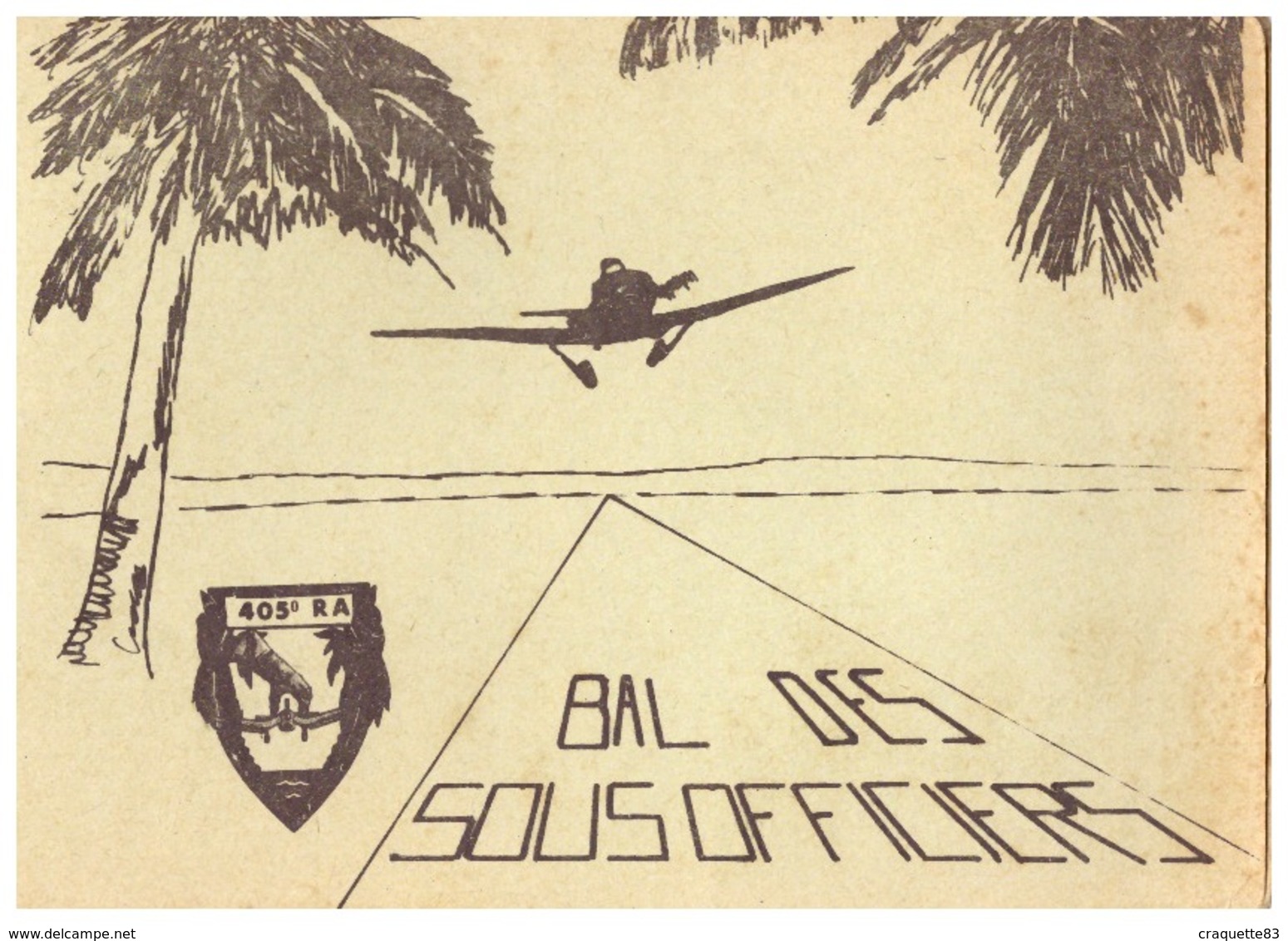 BAL DES SOUS-OFFICIERS  405° RA        BOISSONS -BUFFET FROID   CARTE DOUBLE - Documents
