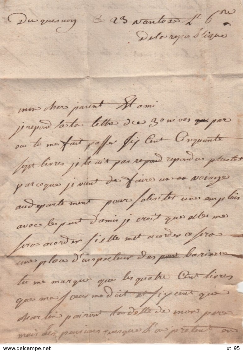 Le Quesnoy - Nord - 1798 - Courrier Pour Vienne Dans L Isere - 1701-1800: Vorläufer XVIII