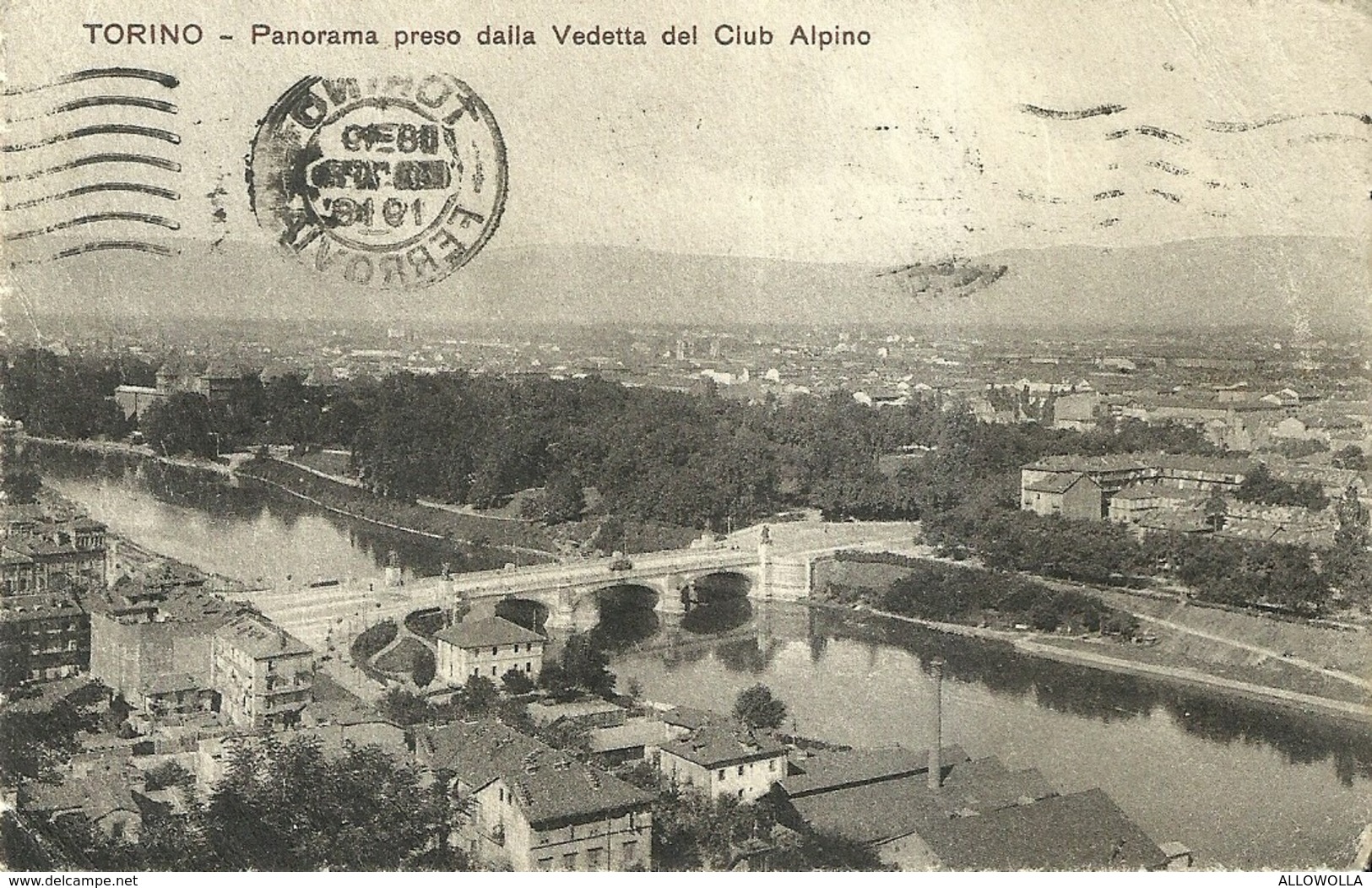 5582 "TORINO-PANORAMA PRESO DALLA VEDETTA DEL CLUB ALPINO"-CARTOLINA POSTALE ORIGINALE  SPEDITA 1918 - Multi-vues, Vues Panoramiques