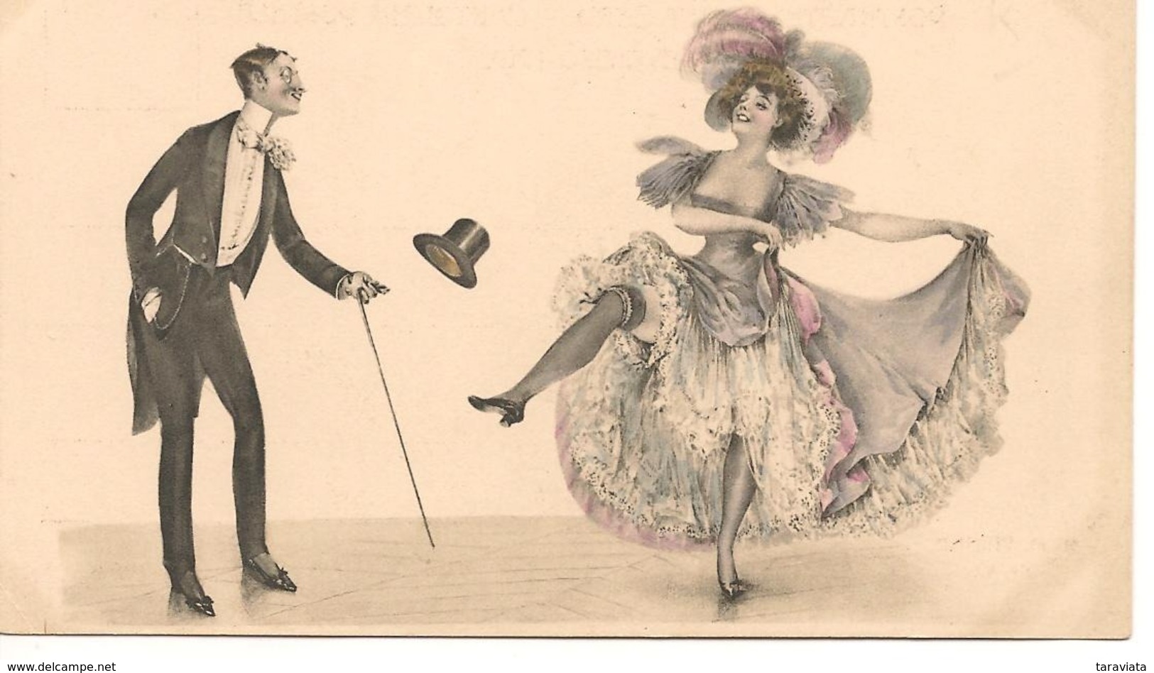 Illustrateur "VIEUX BEAU"  ET DANSEUSE DE CANCAN Charme Humour Déshabille Chapeau MM Vienne - 1900-1949