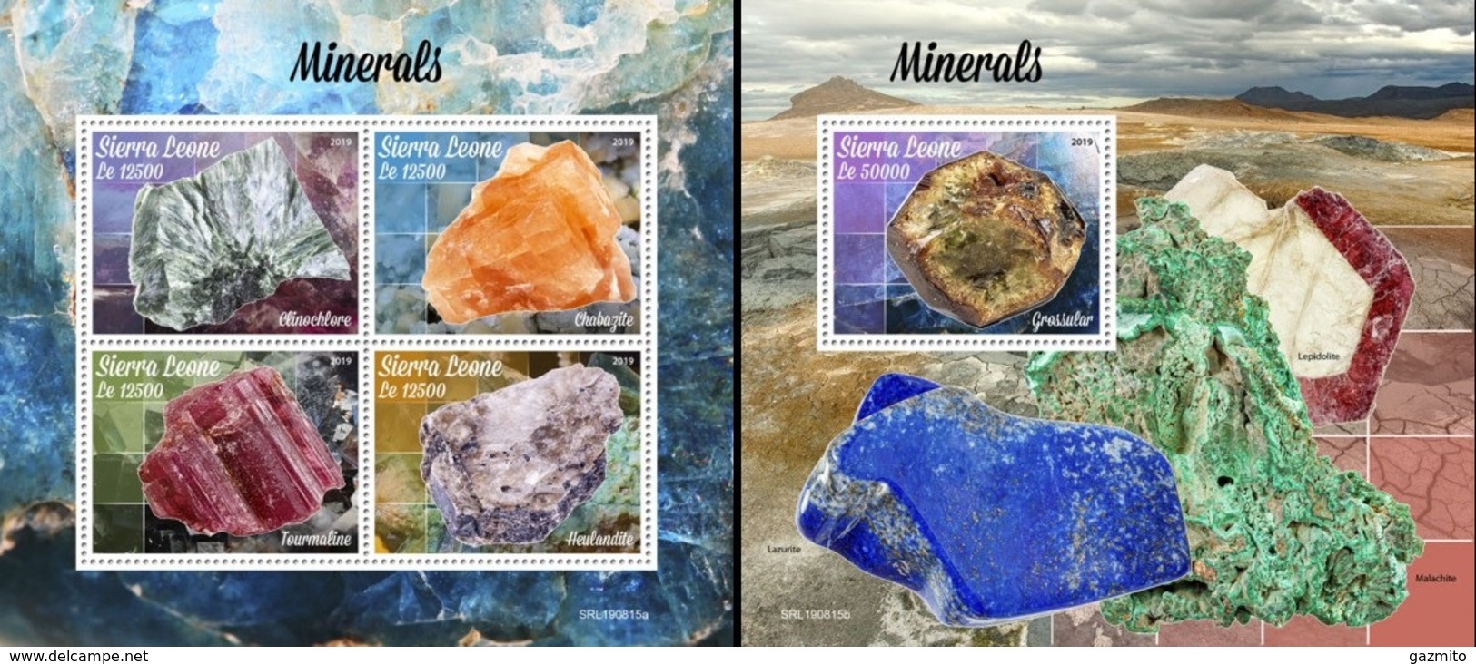 Sierra Leone 2019, Minerals, 4val In BF +BF - Mineralien