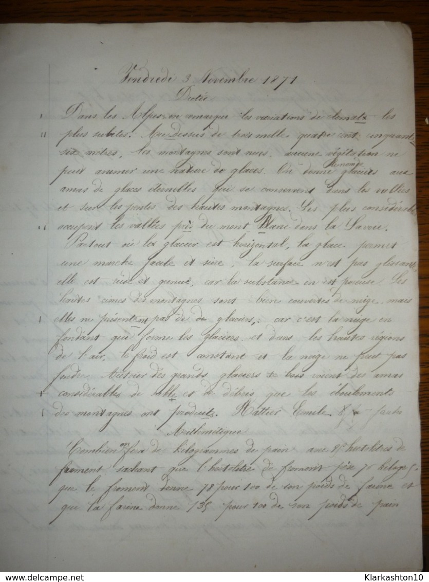 Cahier D'écolier XIXème Siècle: 1871: Dictées, Grammaire... - Manuscrits