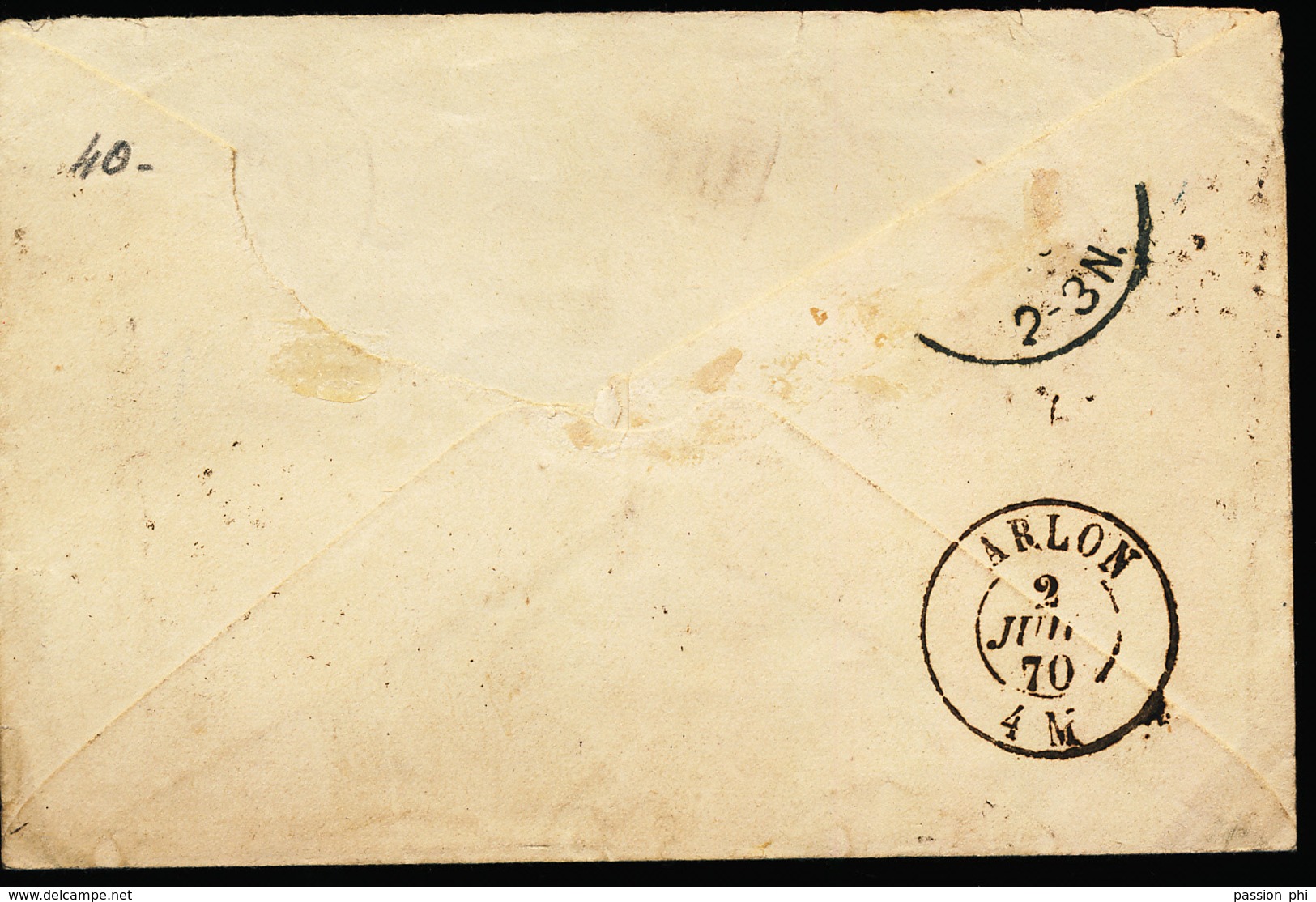 BELGIUM COVER FROM NEUFVILLES "273" 30.01.1870 TO TREVES SCARCE CANCELLATION ON THIS ISSUE - 1865-1866 Perfil Izquierdo