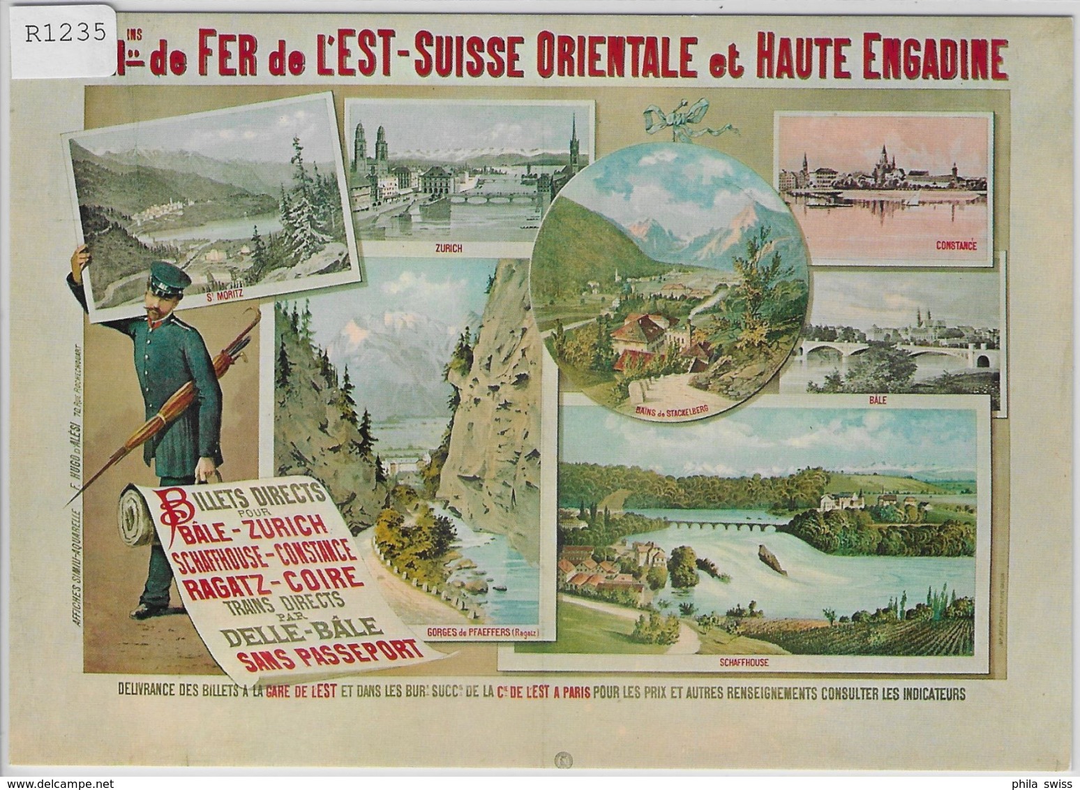 Plakat Für Chemin De Fer De L'Est-Suisse Orientale Et Haut Engadin (Repro) - Autres & Non Classés