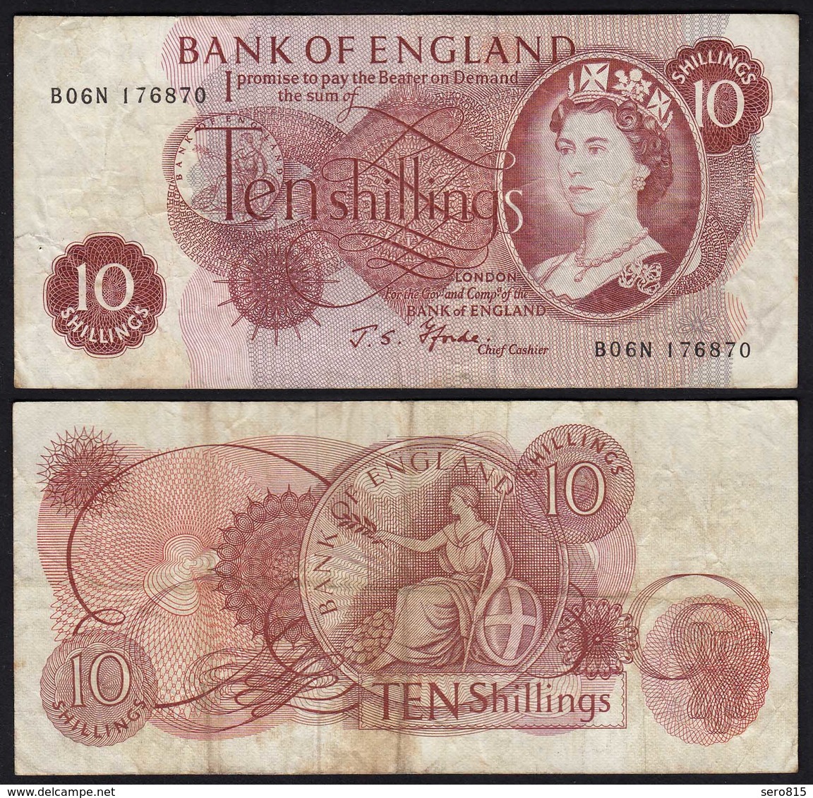 Grossbritannien - Great Britain 10 Shilling  ND (1966-70) Pick 373c  F (4)   - Andere - Europa