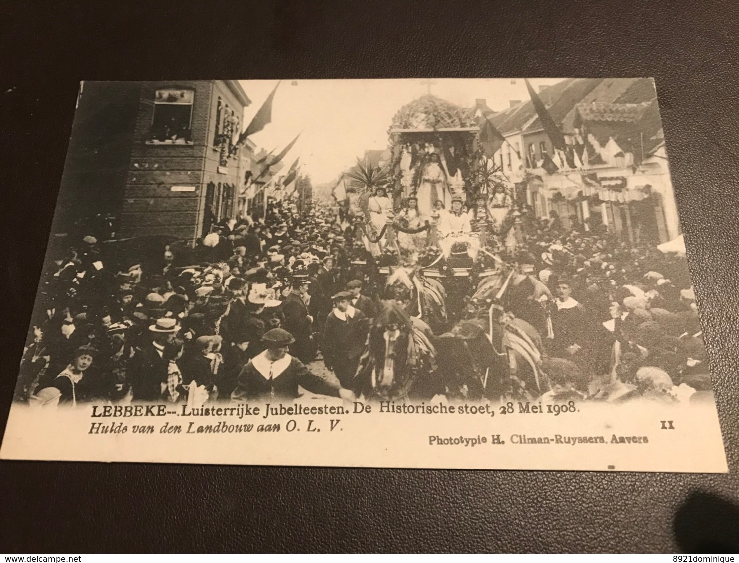 Lebbeke - Luisterrijke Jubelfeesten Stoet 28 Mei 1908 - Photo Climan-Ruyssers - Hulde Van De Landbouw Aan OLV - Lebbeke