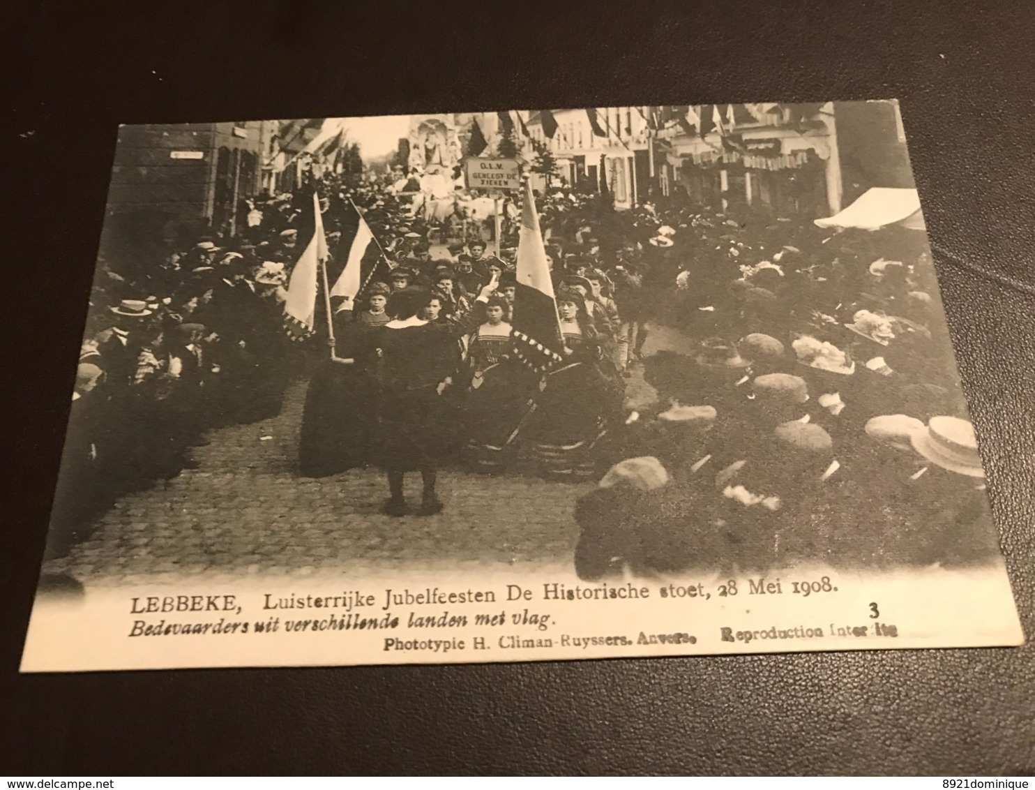 Lebbeke - Luisterrijke Jubelfeesten Stoet 28 Mei 1908 - Photo Climan-Ruyssers - Bedevaarders Met Vlag - Lebbeke