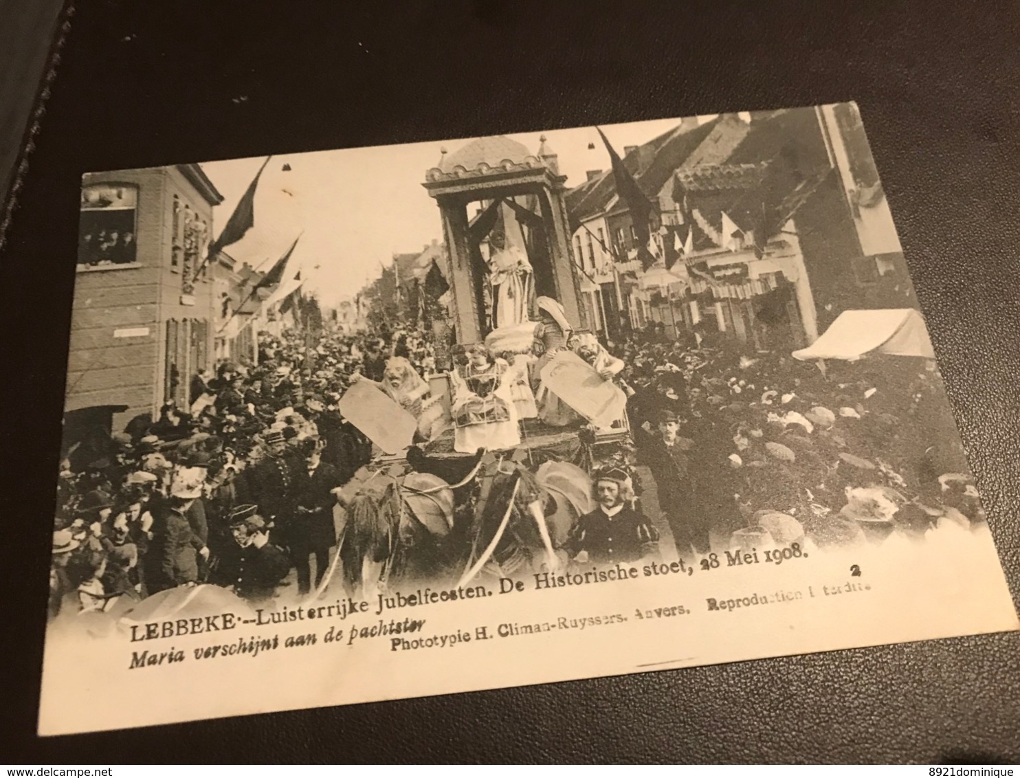 Lebbeke - Luisterrijke Jubelfeesten Stoet 28 Mei 1908 - Photo Climan-Ruyssers - Maria Verschijnt Aan Pachtster - Lebbeke